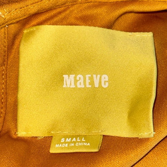 Anthropologie Maeve Mustard Yellow Long Sleeve Lace Detail Dress Sz. S - Picture 4 of 7